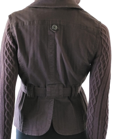 Anthropologie Plus 4 Cropped Belted Jacket Brown Size 4 - Picture 8 of 13